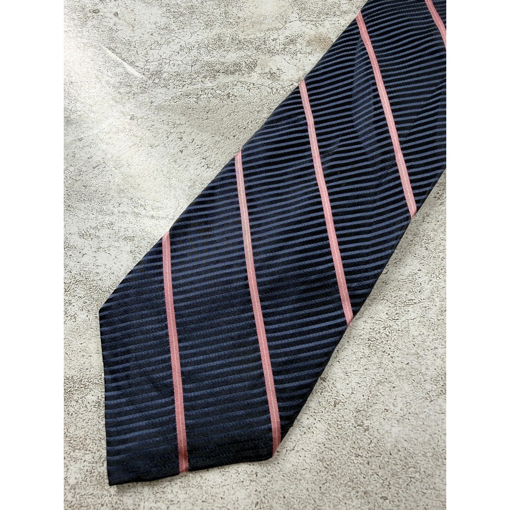 Express Tie Mens One Size Blue 100% Silk Striped Pointed Jacquard Classic